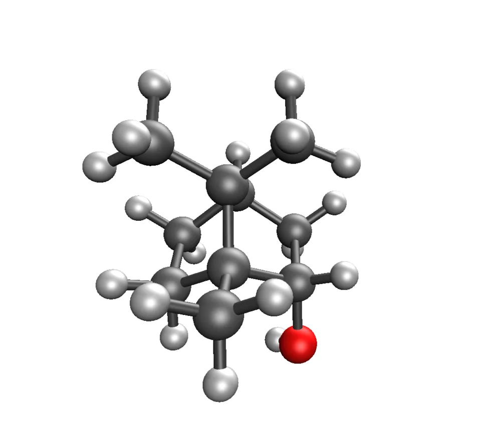 Modèle moléculaire 3D du bornéol, un alcool monoterpénique